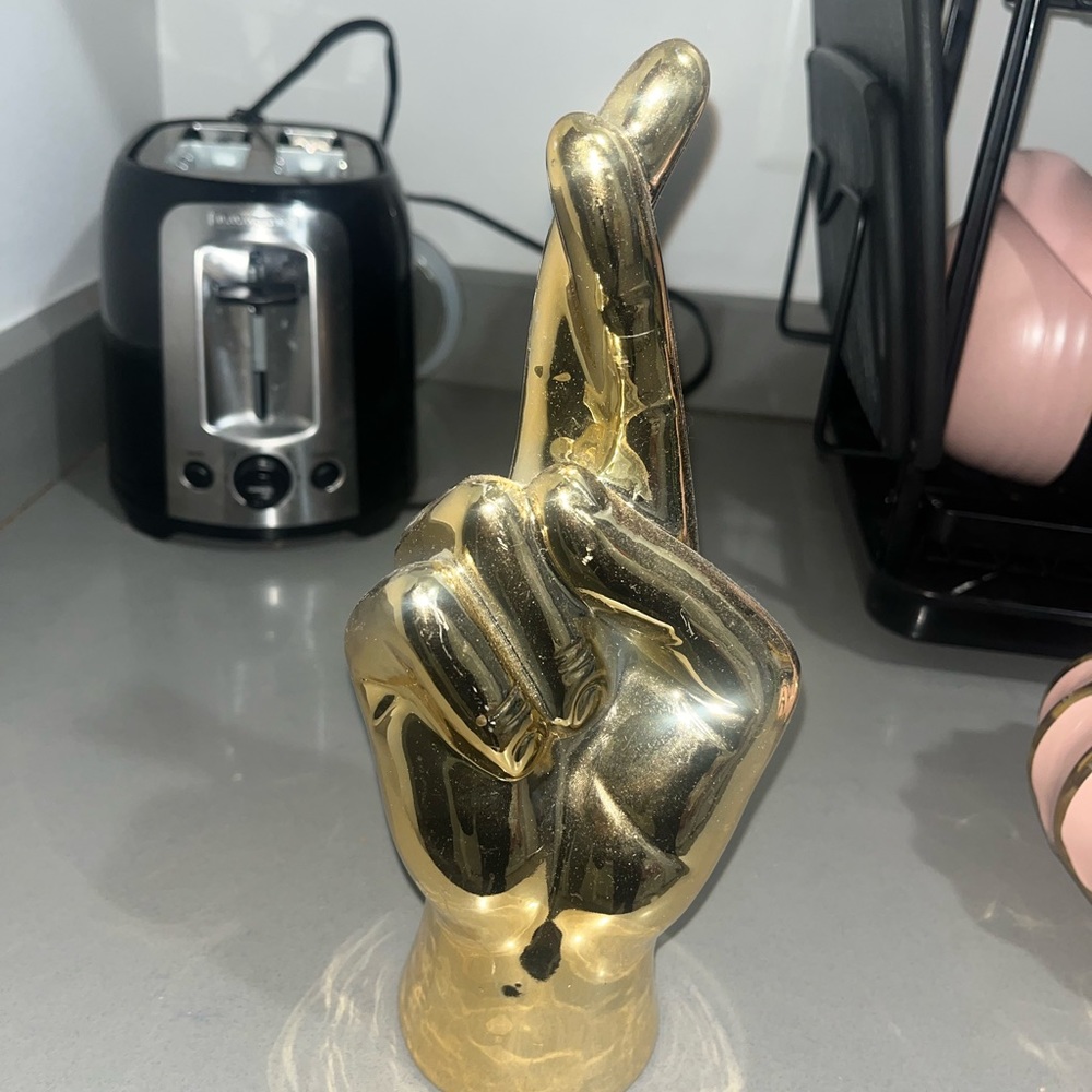 Gold Finger cross hand for house decoration!